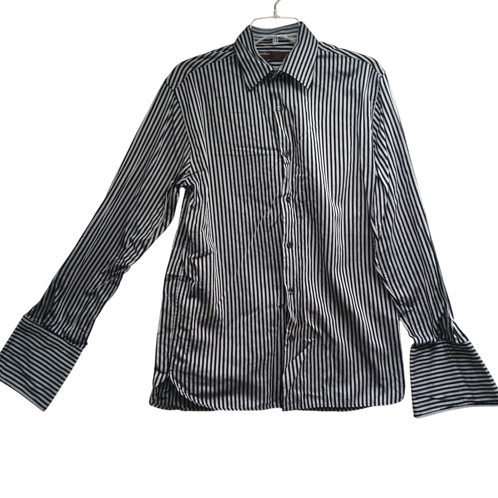 Perry Ellis Womens Shirt Size Small Long Sleeve Button‎ Up Stripe Cotton